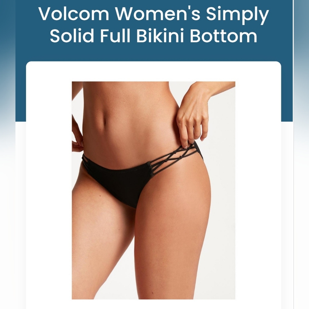 Volcom "Simply Solid" Full Coverage Bikini Bottoms Side Knot Black  XXL(13/14)